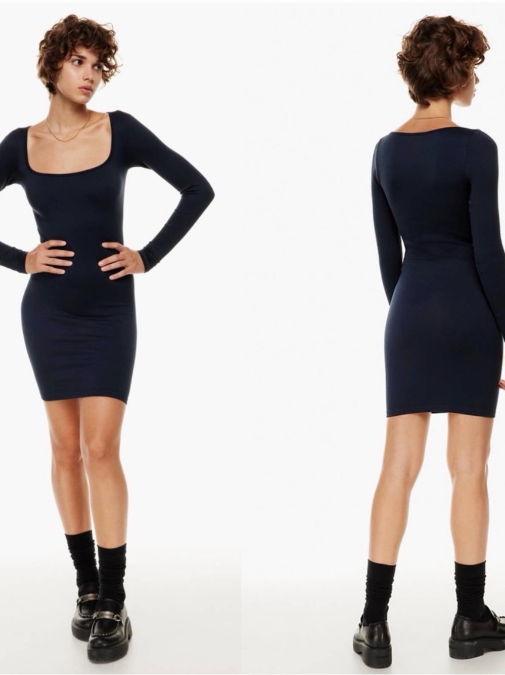 NWT Aritzia Sunday Best Delta SinchSeamless Dress in Total Eclipse Navy Blue M